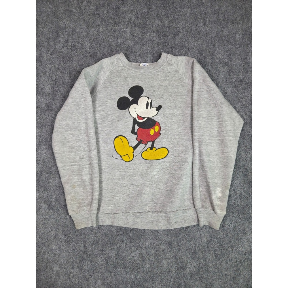Vintage 80s Disney Mickey Mouse Sweatshirt Unisex XL Gray Character Fashions USA